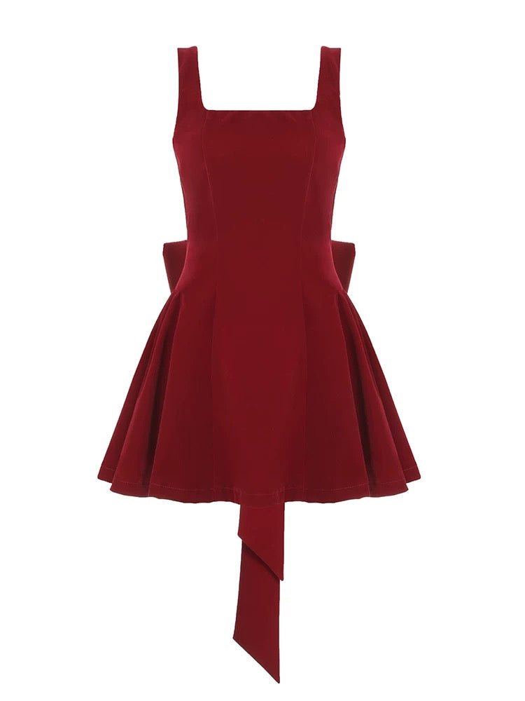 Elegant Red A-Line Short Dress for Christmas & New Year Party | L17 | Perfect for Holiday Gatherings, Festive Events & Special Occasions