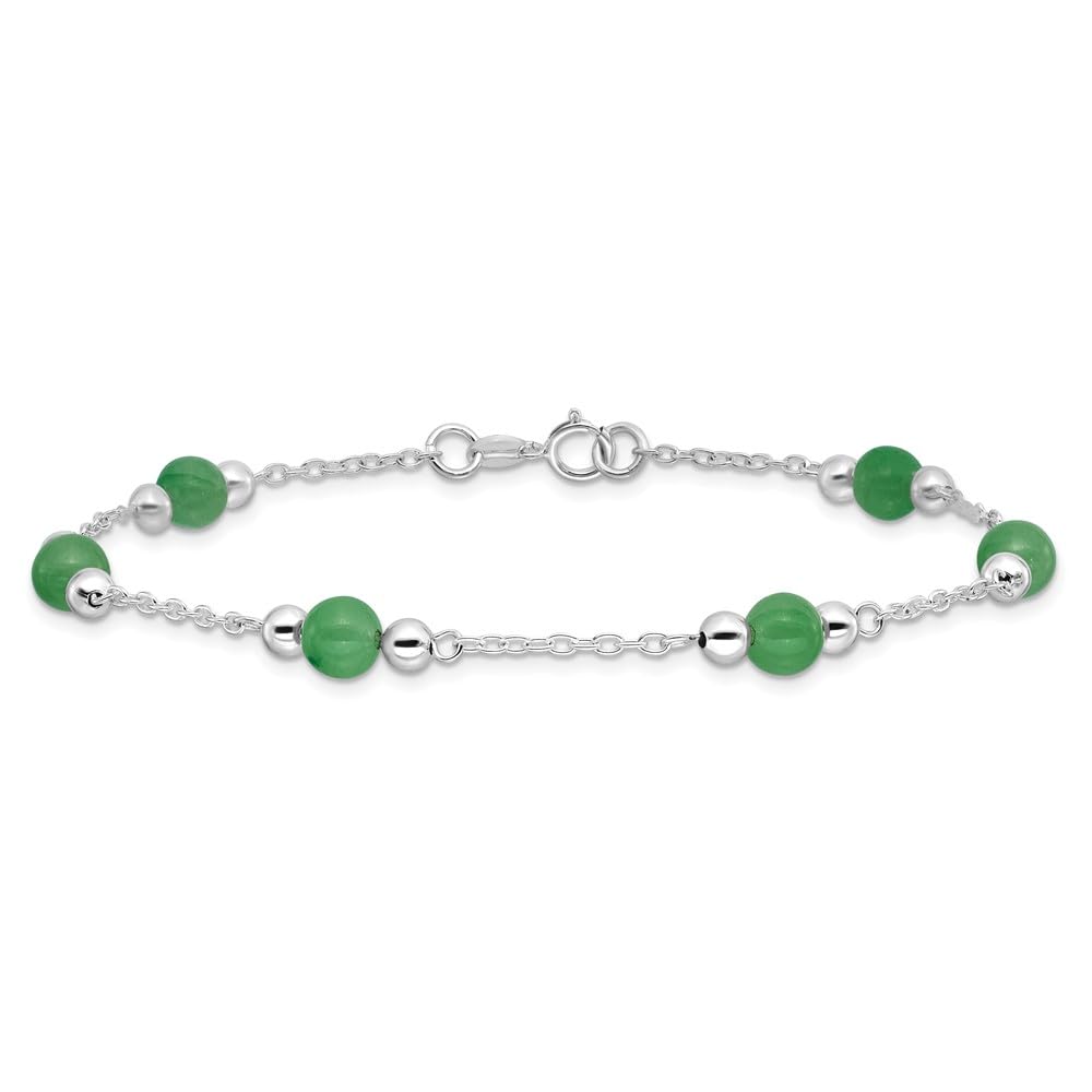 925 Sterling Silver Green Jade Anklet Chain - Elegant Adjustable Ankle Bracelet for Women, Dainty Fine Jewelry Gift for Her, 9 Inch - Perfect for Weddings, Parties & Everyday Wear