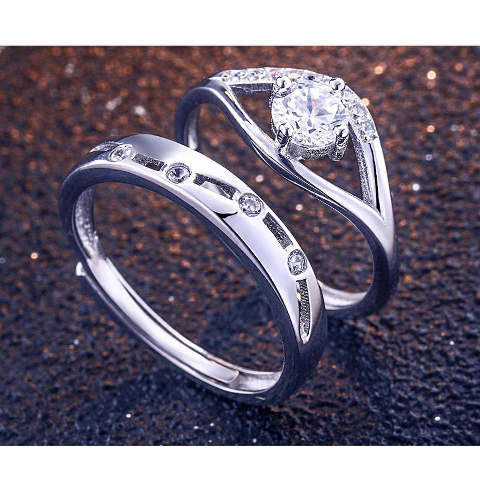 Stylish Cubic Zirconia Sterling Silver Men's Engagement Ring - Hollow Eye Design Wedding Band for Him | Perfect for Proposals, Anniversaries & Special Occasions
