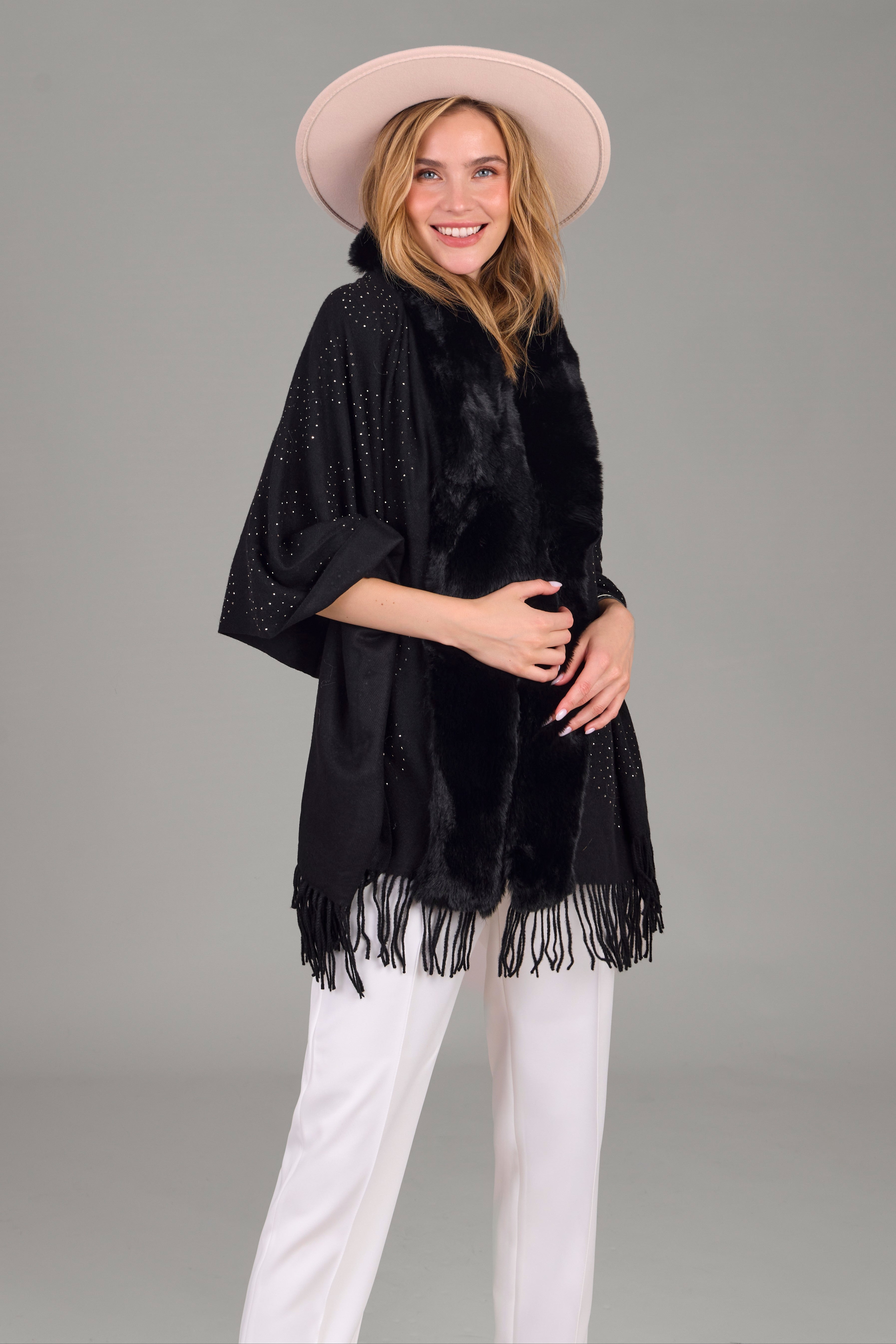 Luxury Faux Fur Crystal Scarf for Women - Soft Winter Fashion Accessory - Perfect for Parties, Weddings & Cold Weather Outfits