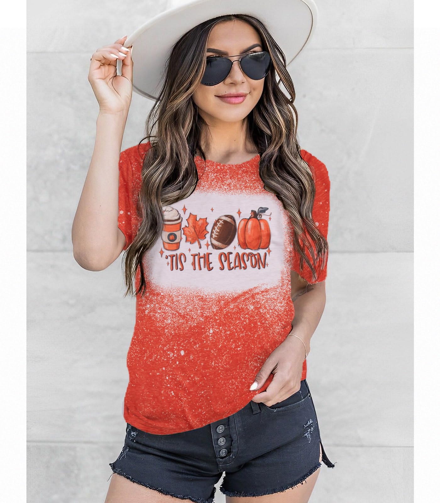 Funny Thankful Pumpkin T-Shirt for Women - Cute Thanksgiving Graphic Tee with Leaves Design, Casual Short Sleeve Fall Top | Perfect Thanksgiving Gift, Autumn Outfits & Seasonal Family Gatherings