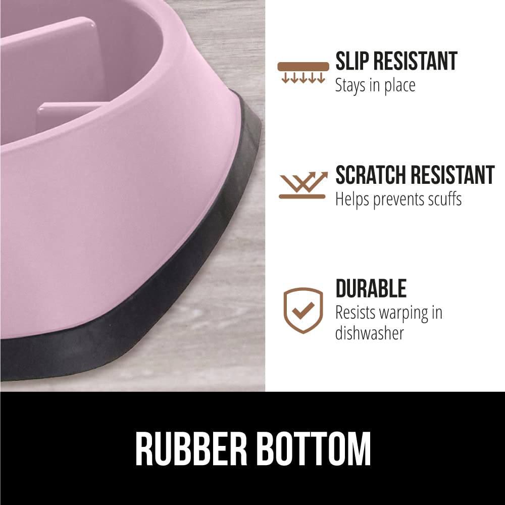 GORILLA GRIP Slow Feeder Dog and Cat Bowls - Interactive Puzzle Toy for Pet Food Training | Prevents Overeating in Puppies & Adult Dogs | BPA-Free Non-Slip Pet Bowl for Small & Large Breeds (4 Cup, Pink) - Perfect for Mealtime Enrichment and Portion Control