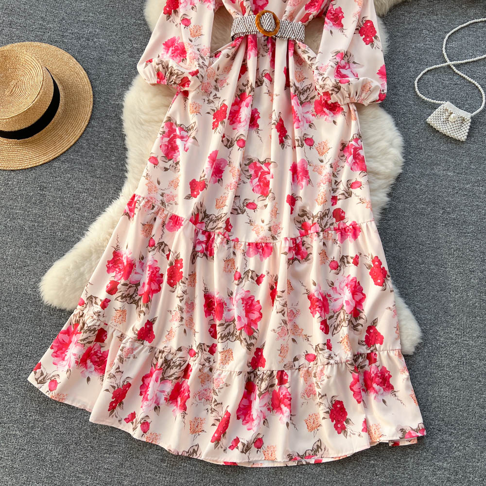 New Puff Sleeve Printed Floral Dress - Fairy Long Skirt for Women | Elegant Summer Maxi Dress for Beach, Party & Boho Style Outfits