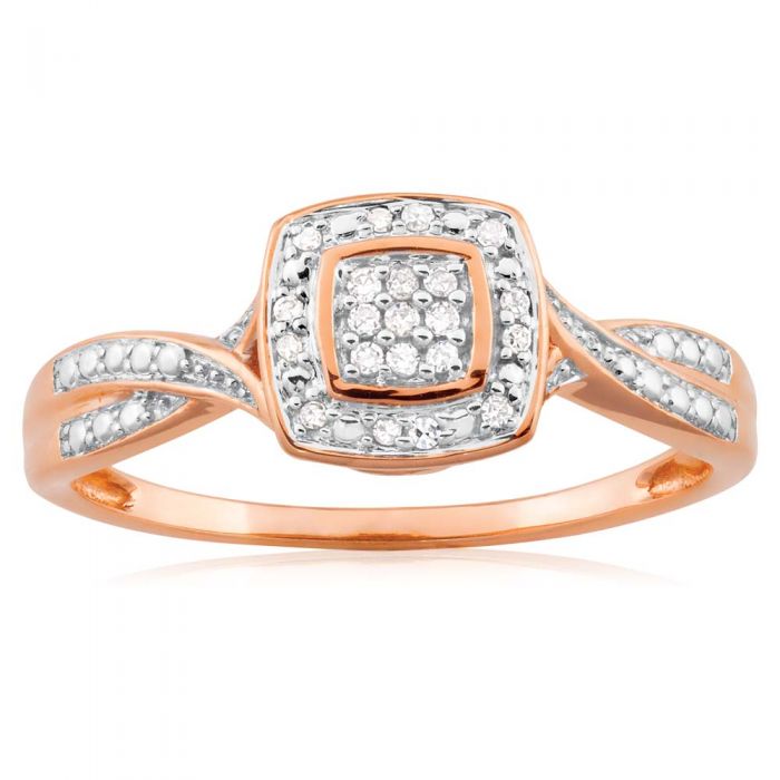 9ct Rose Gold Ring with 21 Brilliant Cut Diamonds - Elegant Diamond Engagement Ring for Women, Perfect for Proposals, Anniversaries & Special Occasions