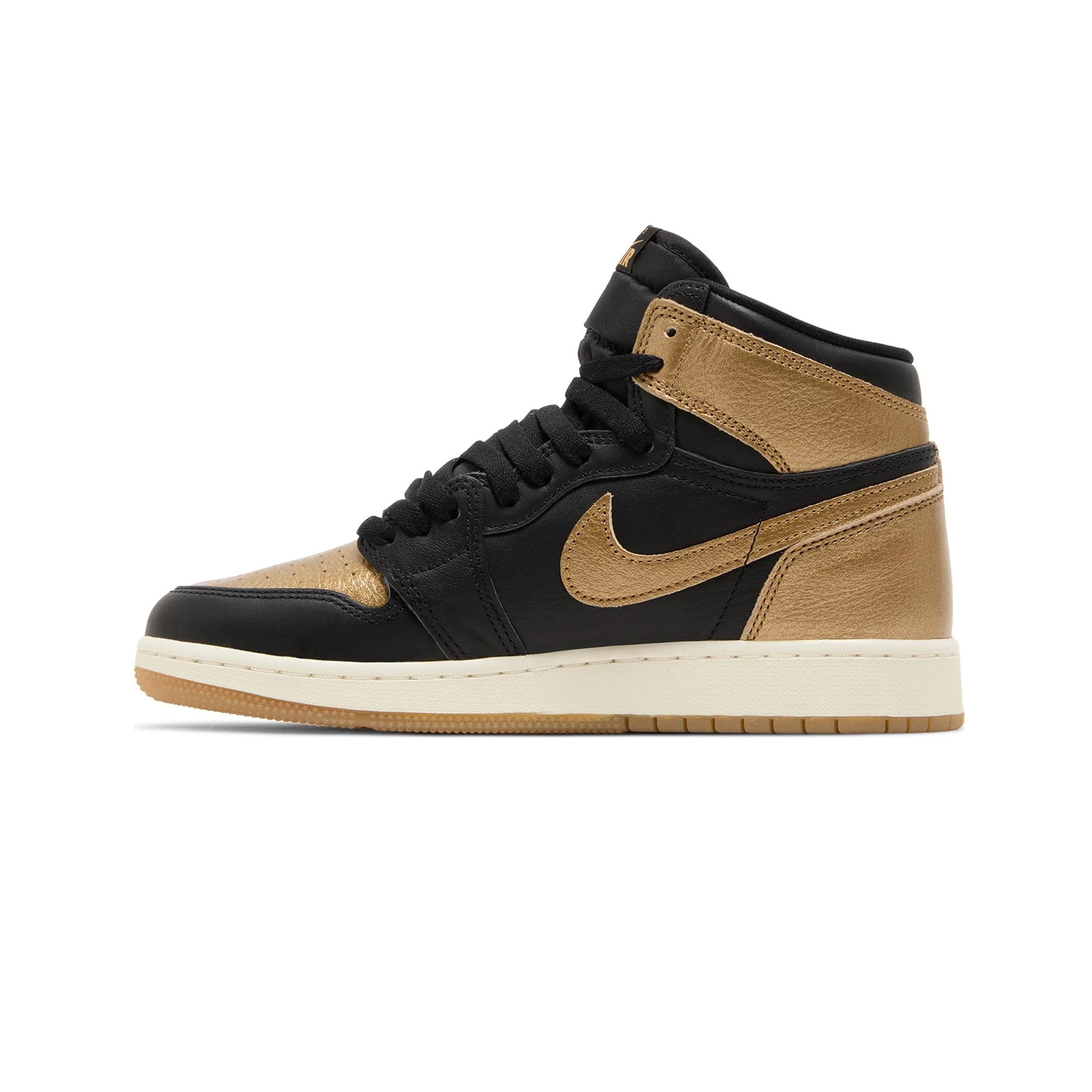 Air Jordan 1 Retro High OG 'Black Metallic Gold' GS Sneakers (2024) - Classic Basketball Shoes for Women & Girls - Perfect for Streetwear, Casual Outfits & Sneaker Collectors