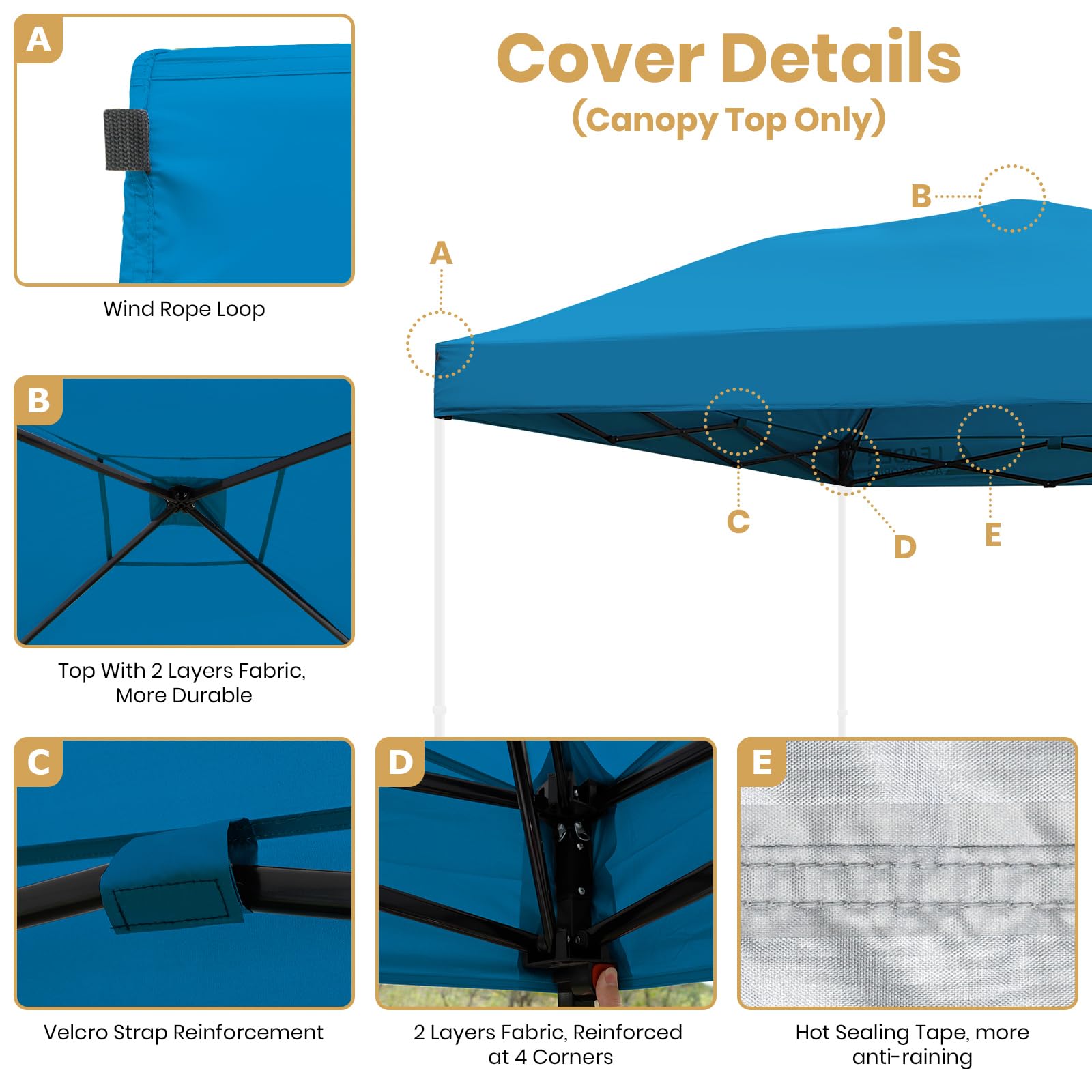 10'x10' Pop Up Canopy Replacement Top - Blue for Outdoor Events
