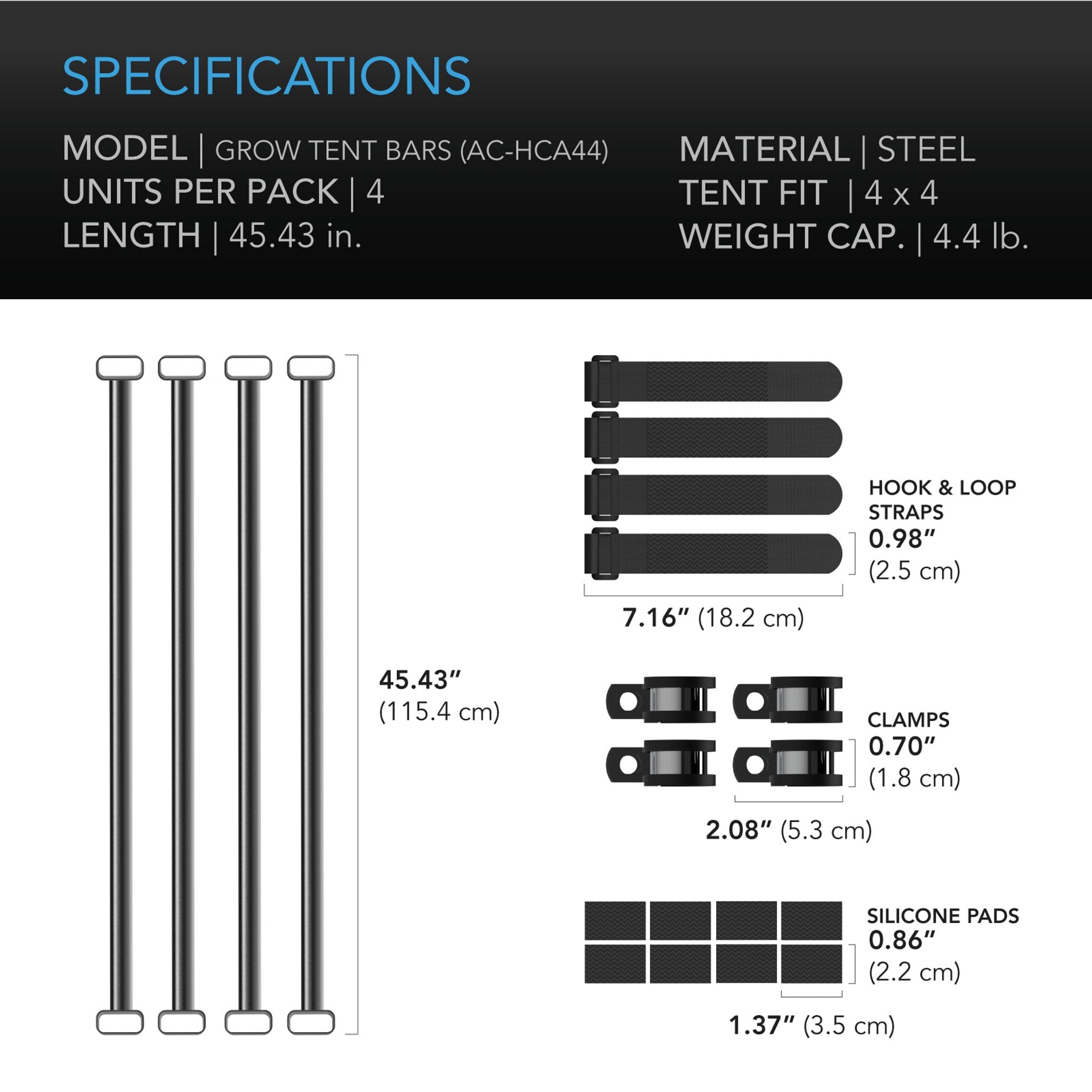 4x4 Grow Tent Mounting Bars - Heavy Duty Support for Indoor Hydroponics & Plant Growing - Perfect for Grow Rooms, Greenhouses & Home Gardening