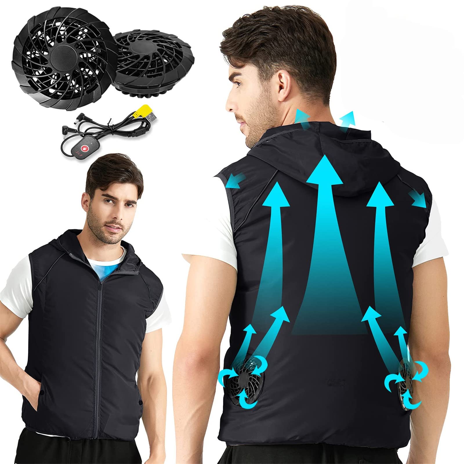 3-Speed Adjustable USB Cooling Jacket - Portable Air Conditioned Vest for Heatstroke Prevention & Temperature Regulation | Perfect for Outdoor Work, Summer Travel & Hot Weather Activities
