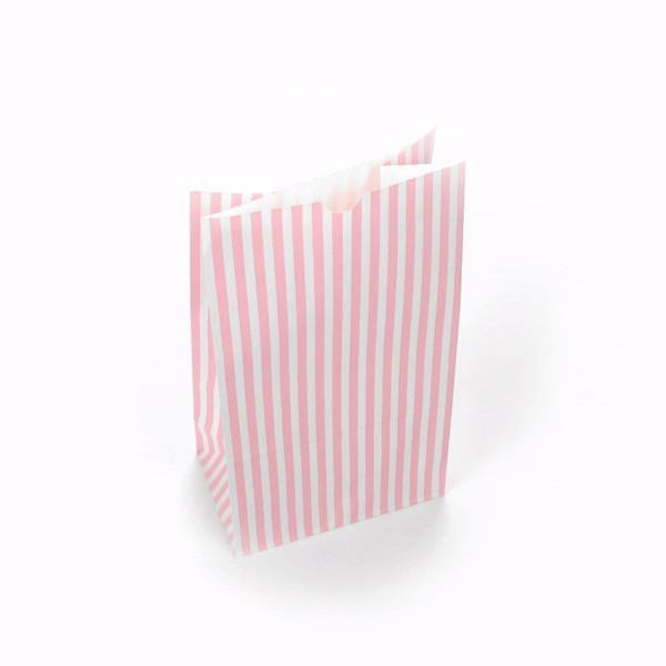 Pink and White Stripe Paper Gift Bags - 12 lb Weight Capacity - 7 x 4.25 x 12.5 Inches - Pack of 100 - Perfect for Birthday Parties, Baby Showers & Retail Packaging