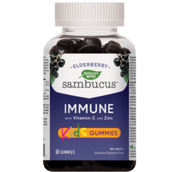 Nature's Way Sambucus Kids Immune Elderberry Gummies - 60 Count | Immune Support for Children | Perfect for Cold & Flu Season, School & Travel