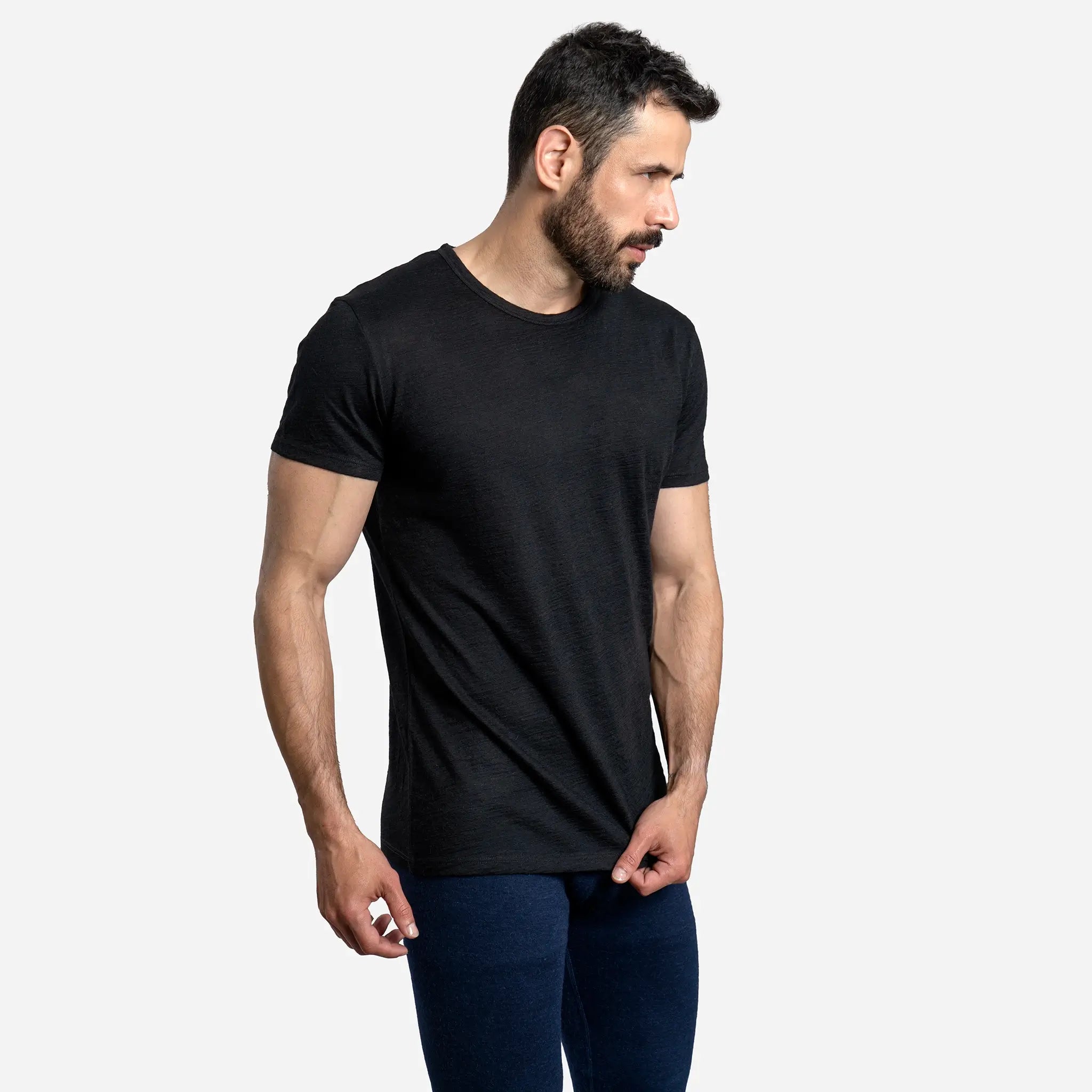 Premium Men's Alpaca Wool T-Shirt - Ultra Lightweight 110g Crew Neck Tee for Outdoor Hiking & Travel Comfort