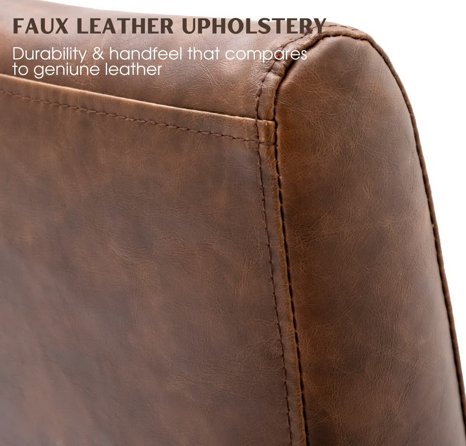 Modern Fabric Dining Chairs Set of 2 - Faux Leather Upholstered Mid Century Kitchen Chairs with Black Metal Legs - Brown Dining Room Chairs for Home, Restaurant & Office Use