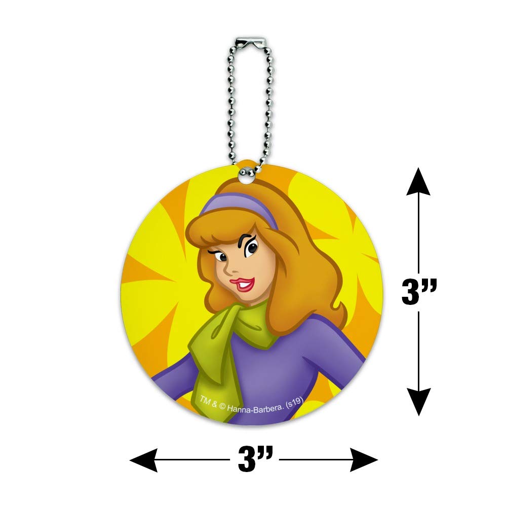 Scooby Doo Daphne Character Round Luggage ID Tag - Cute Suitcase Name Tag for Carry-On Bags - Perfect for Travel, School Backpacks & Kids' Luggage Identification