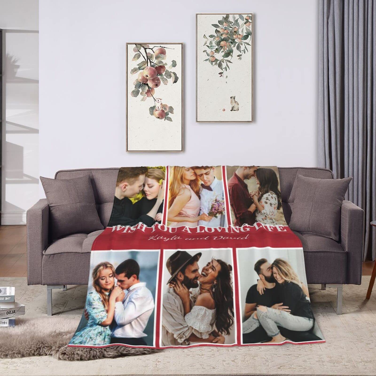 Custom Photo Blanket - Personalized Throw Blanket with 6 Photo Collage, Text & Pictures - Perfect Gift for Birthday, Christmas, Halloween, New Year, Mother's Day, Father's Day & Valentine's Day - Cozy Gift for Adults & Kids - Great for Home Decor, Couch Snuggling & Special Occasions