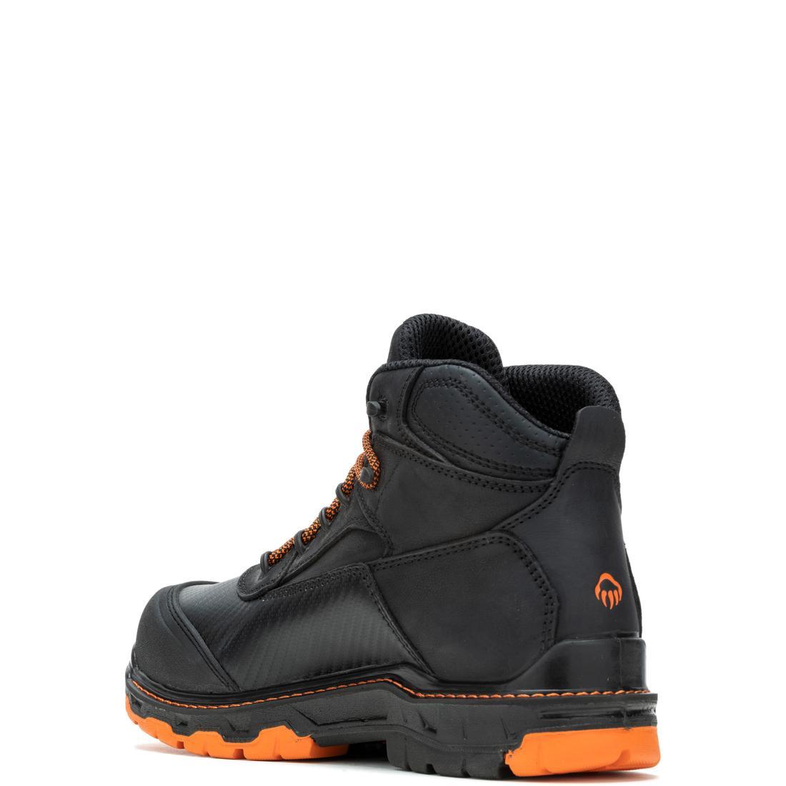 Overpass 6 CarbonMax Steel Toe Work Boots for Men - Black/Orange Safety Shoes for Construction, Warehouse & Outdoor Work