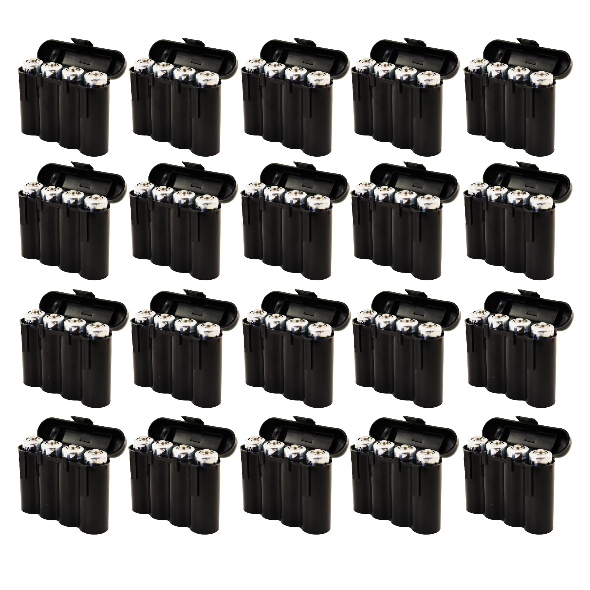 20 Pack Black Plastic AA AAA Battery Storage Cases - Organize and Protect Your Batteries for Home, Office, and Travel Use