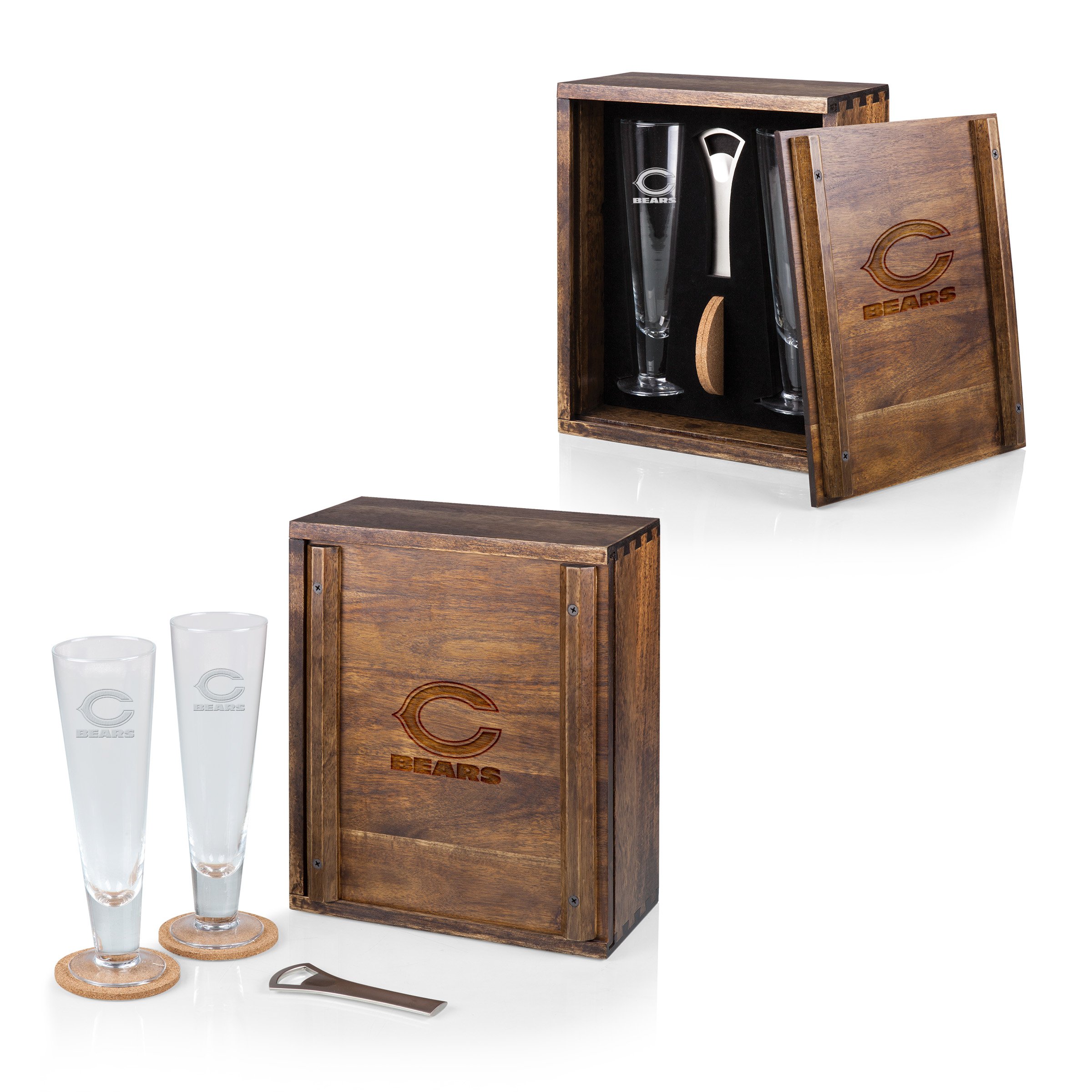 Chicago Bears Pilsner Beer Gift Set for 2 - Premium Picnic Time Tailgating & Game Day Accessories for NFL Fans