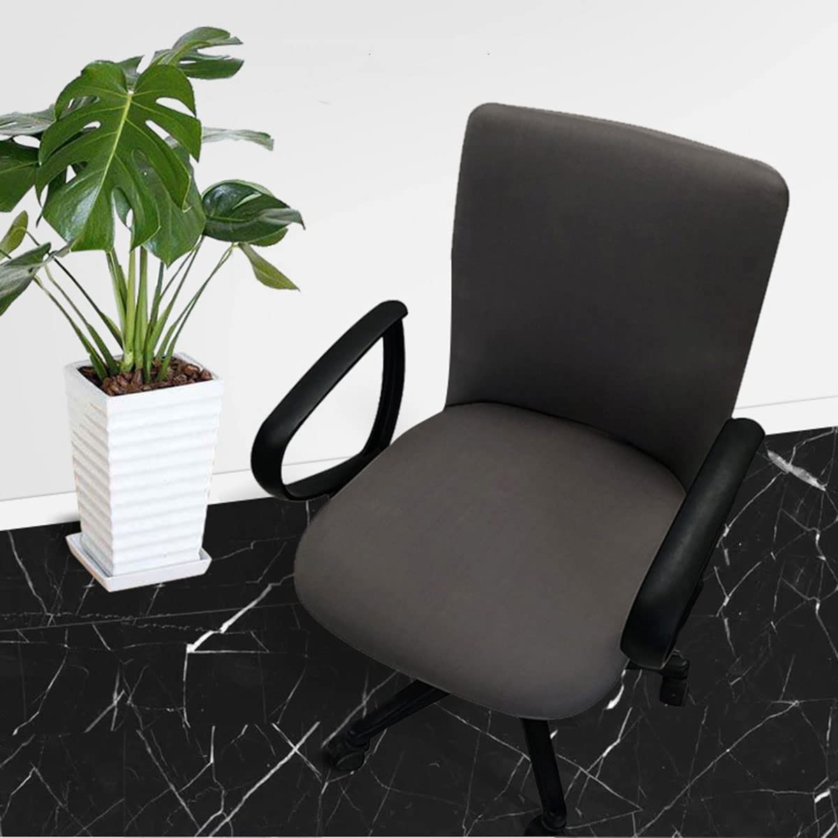 Stretchable Spandex Office Chair Cover - Removable Slipcover for Computer, Dining, Study & Home Chairs - Black Elastic Armchair Protector for Comfort & Style (Perfect for Home Office, Gaming & Workspace)