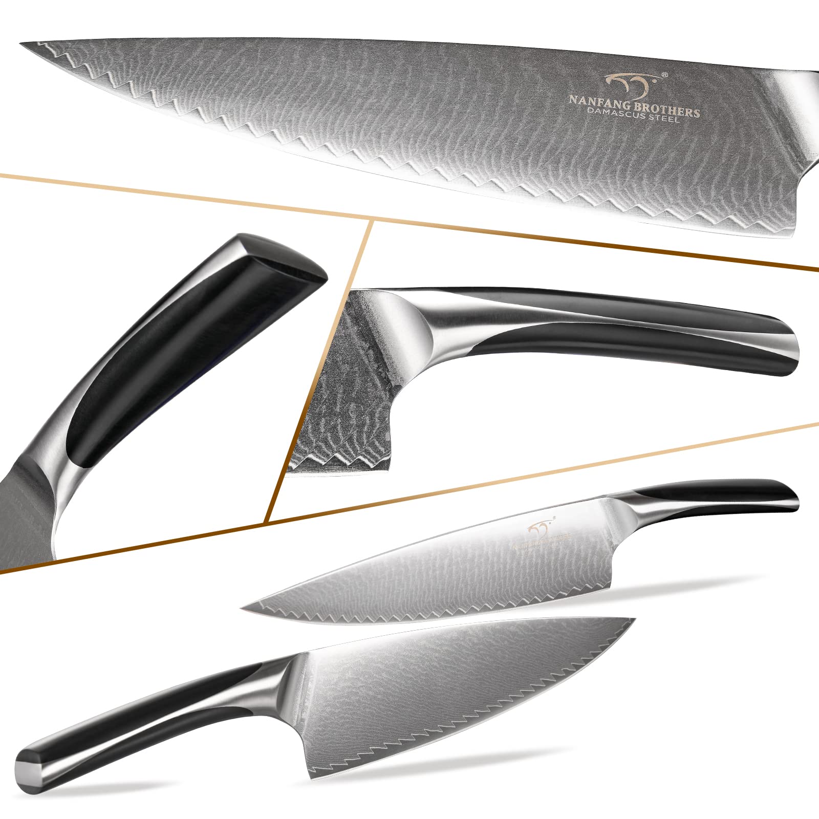Premium 15-Piece Damascus Steel Knife Set with Wooden Block - Professional Chef Knives, Carving Fork & Ergonomic ABS Handles - Perfect for Home Cooking, Meat Carving & Kitchen Gifts