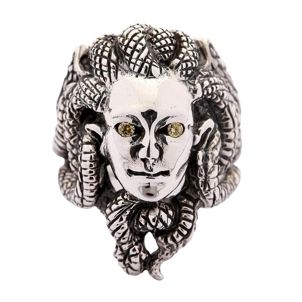 Gothic Medusa Snake Head Sterling Silver Ring for Women - Dark Fantasy Jewelry for Halloween, Cosplay & Gothic Fashion