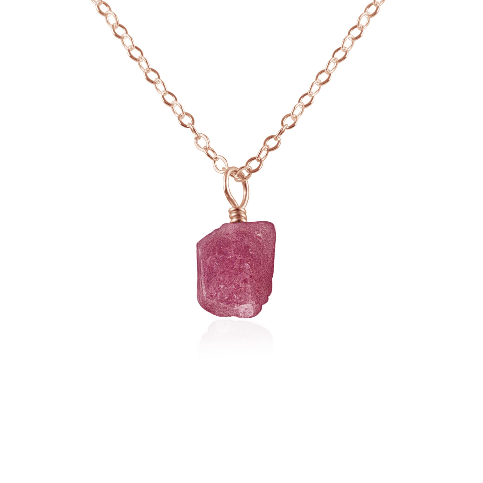 Natural Pink Tourmaline Raw Crystal Pendant Necklace - 14K Rose Gold Filled Jewelry for Women - Perfect for Spiritual Healing, Energy Balancing & Everyday Elegance