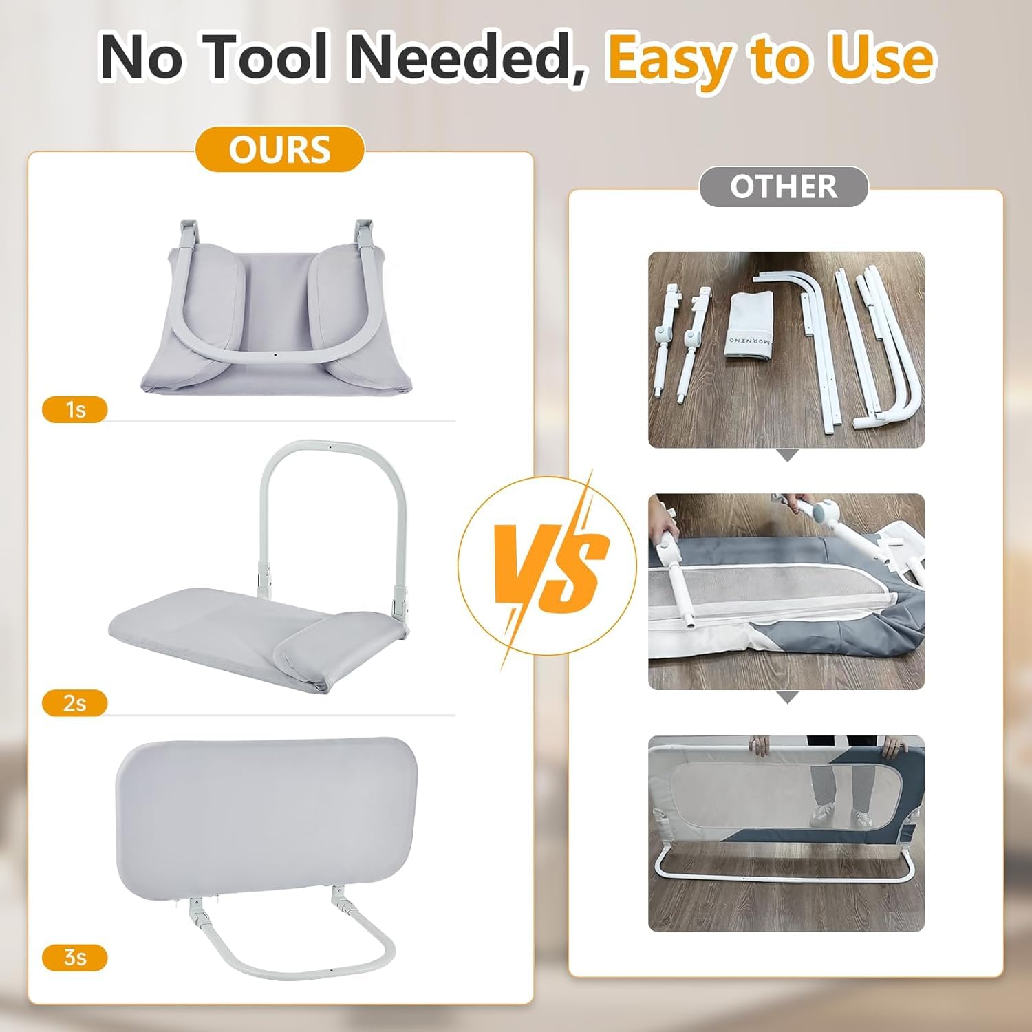 Portable Toddler Bed Rails for Travel - Adjustable Safety Guard Rail for Crib, Twin, Queen, Full & King Size Beds - Easy to Install Baby Bed Rail for Toddlers & Kids - Perfect for Hotels, Home & Airbnbs