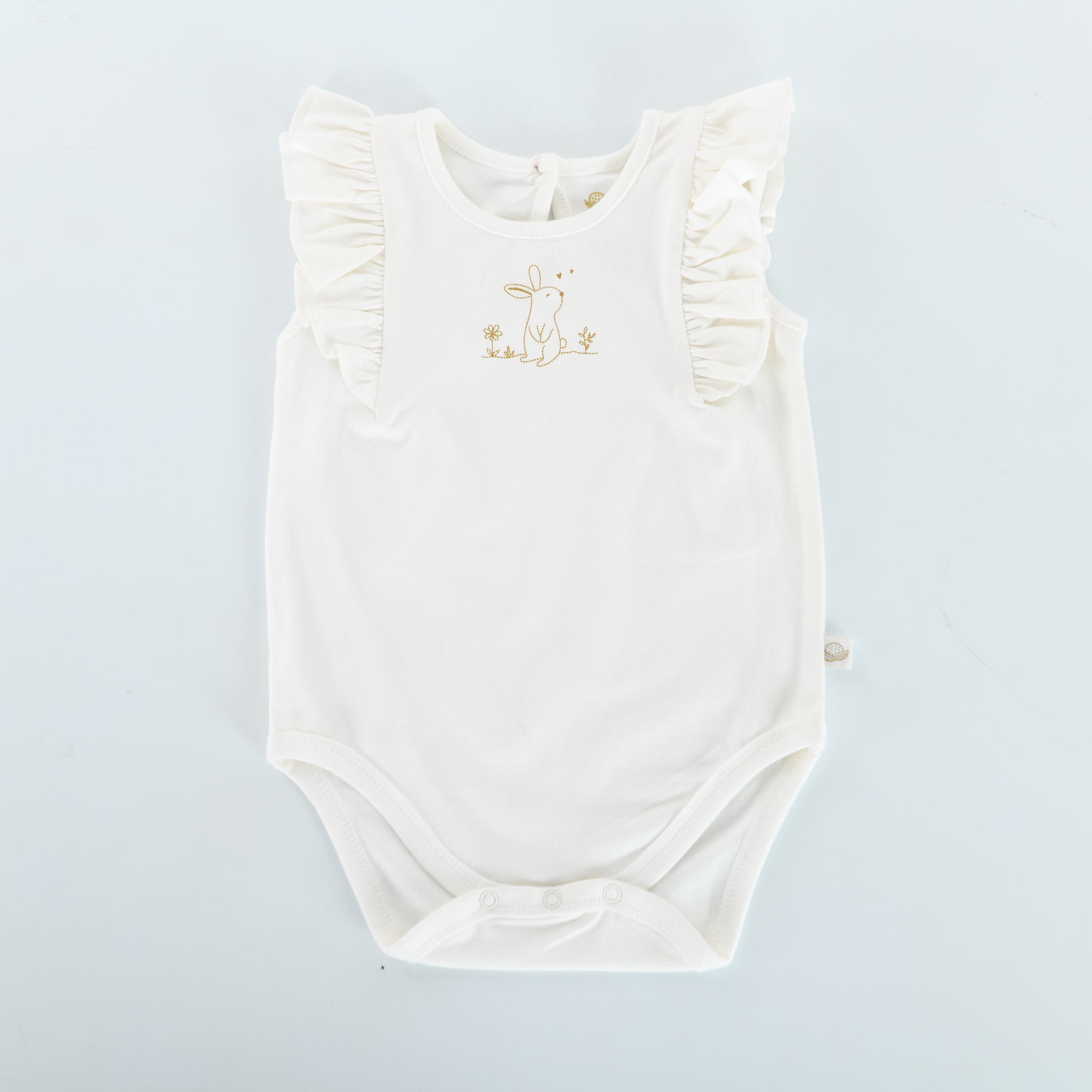 Organic Frilly Bunny Romper - Soft White Baby Onesie for Newborns & Infants - Perfect for Easter, Photoshoots & Special Occasions
