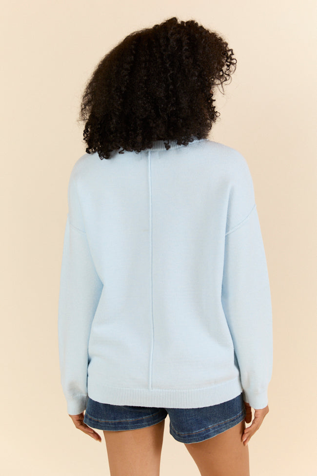 Patriotic Light Blue Textured Flag Sweater - Cozy Knit Pullover for Men & Women - Perfect for 4th of July, Veterans Day & Casual Outings