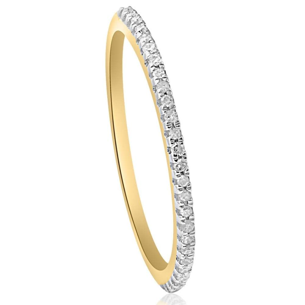 Diamond Wedding Ring for Women - 14K Yellow Gold Stackable Anniversary Band - Perfect for Bridal Sets, Engagement, and Special Occasions