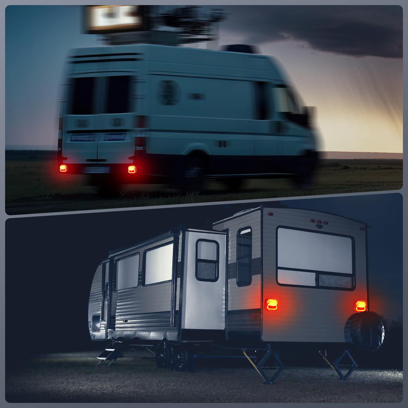 Rechargeable Wireless LED Trailer Lights Kit - Magnetic & Screw Mount, Waterproof for Tow Trucks, Boats, RVs, Campers & Jet Skis (4-Way Connector) | Perfect for Night Towing, Marine Use & Off-Road Adventures