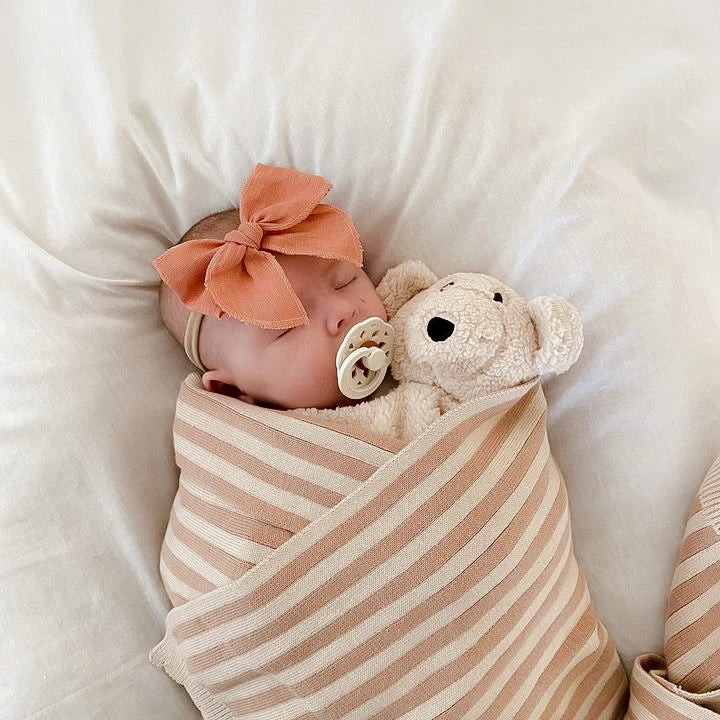 Pop Ya Tot Linen Bow Headband for Baby Girls - Soft Coral Hair Accessory for Newborn, Infant & Toddler - Perfect for Photos, Parties & Everyday Outfits