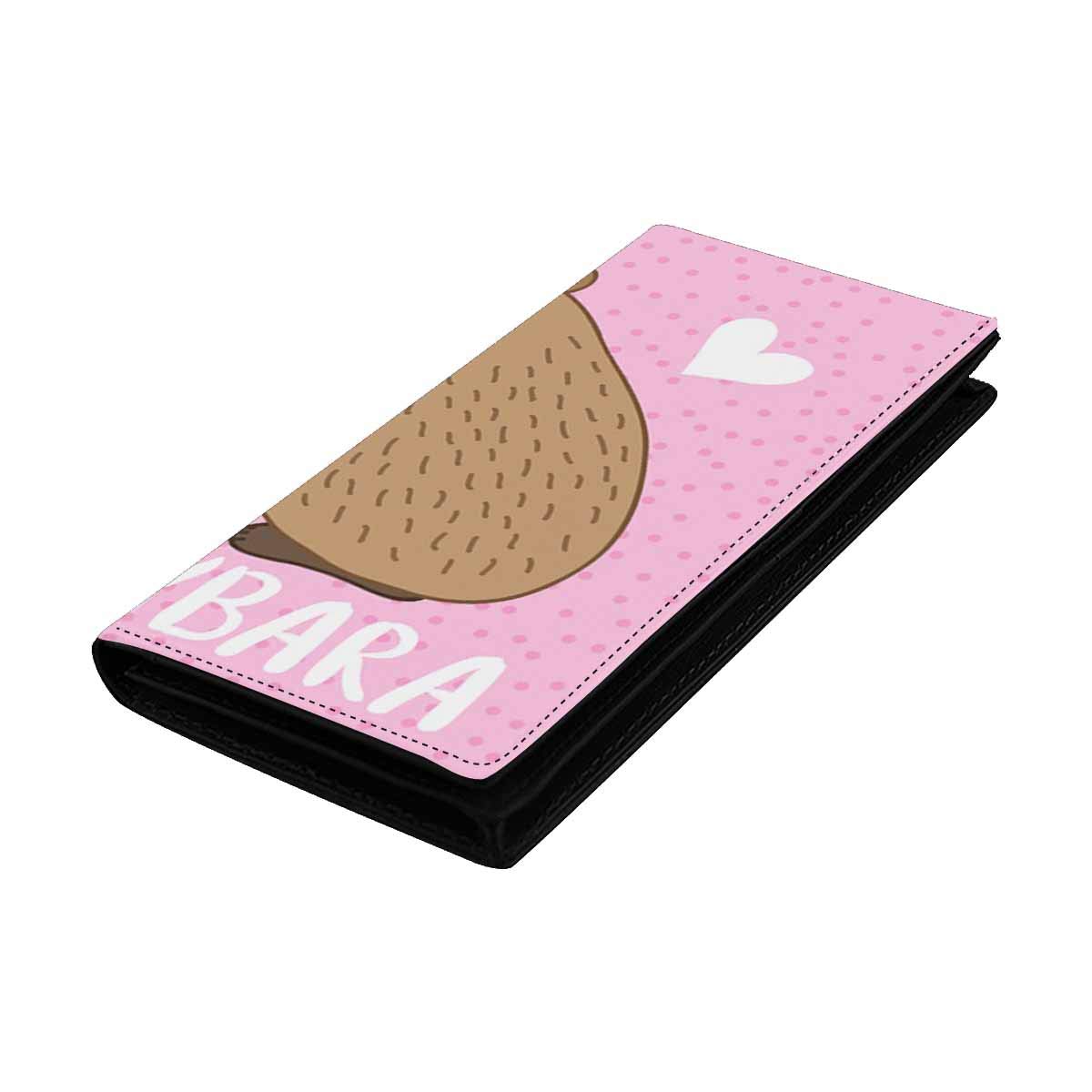 INTERESTPRINT Women's Leather Wallet with Card Slots & Clear ID Window - Cute Capybara Design Wristlet Purse for Everyday Use, Travel & Gift Giving