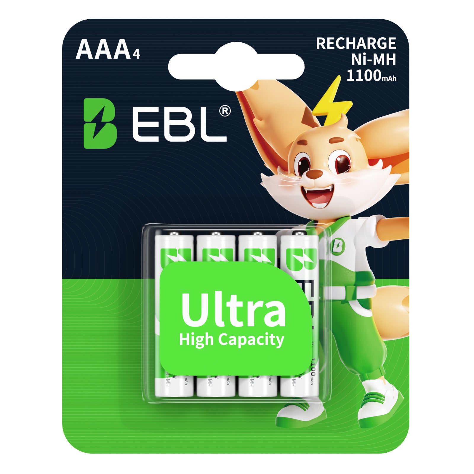 EBL Rechargeable AAA NiMH Batteries 1100mAh - 8 Pack High Capacity Low Self Discharge Batteries for Toys, Flashlights, Remote Controls & Electronics