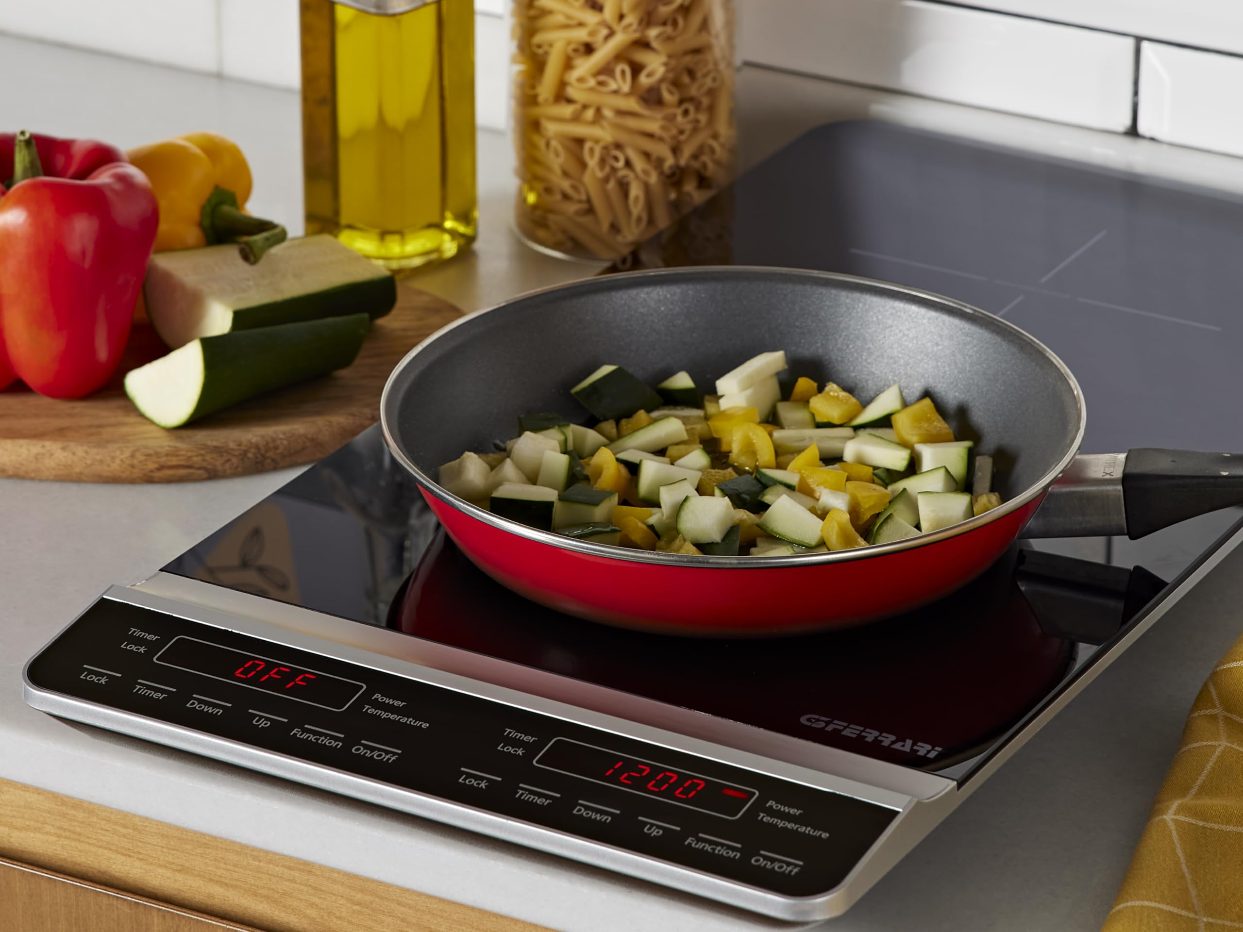 G3 Ferrari G10139 Dinamiko Double Vertical Induction Cooktop - Slim 50cm Design, 3100W, Glass Surface, 3-Hour Timer, Soft-Touch Controls, Power Adjustment - Perfect for Modern Kitchens, Restaurants & Small Spaces