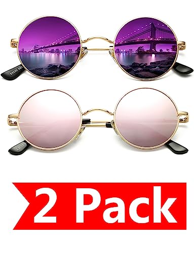 2 Pack (Gold/Purple Mirrored + Gold/Pink Mirrored)