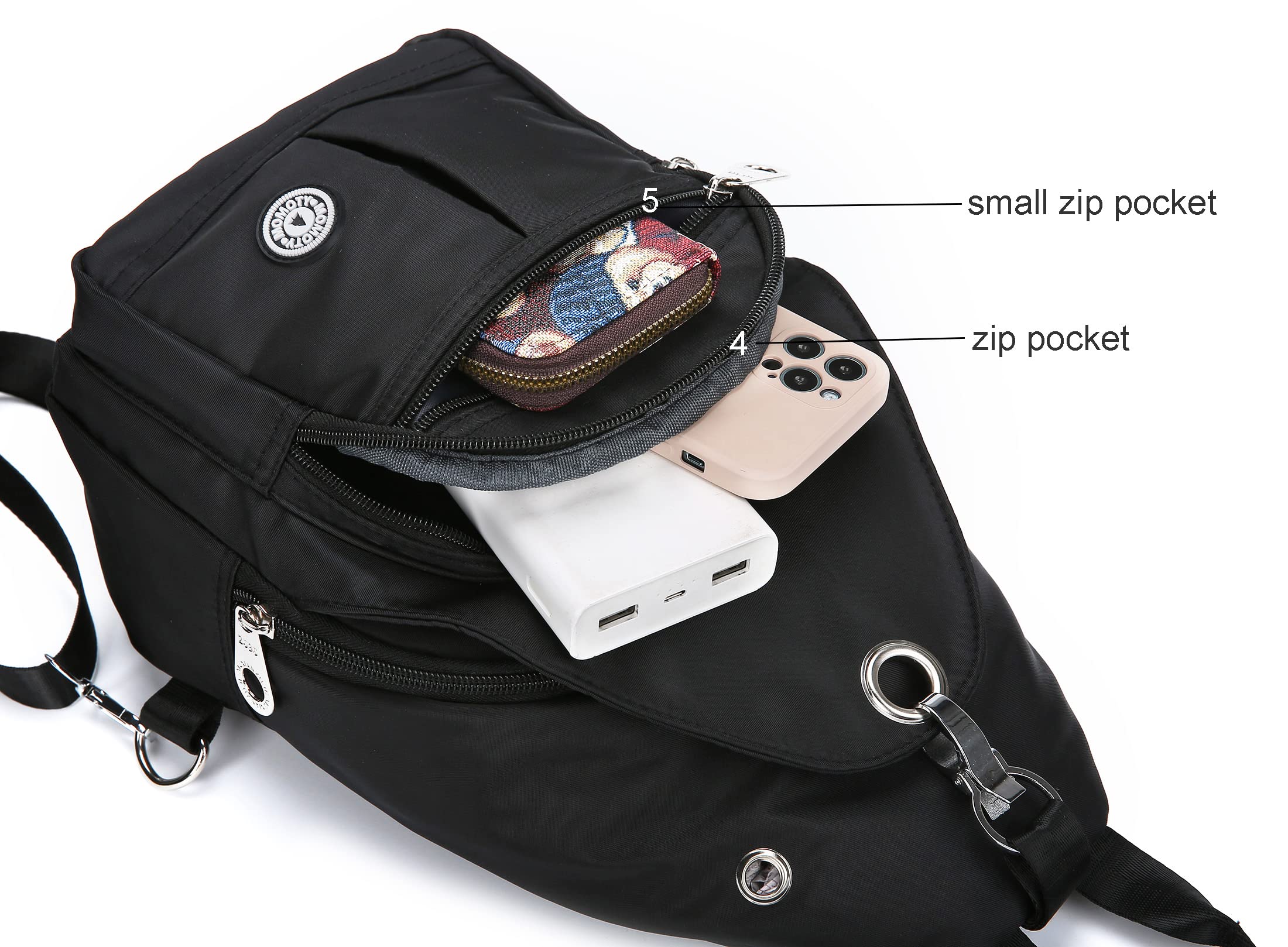 Lightweight Small Crossbody Sling Backpack - Casual Daypack for Travel, Hiking & Everyday Use - Black