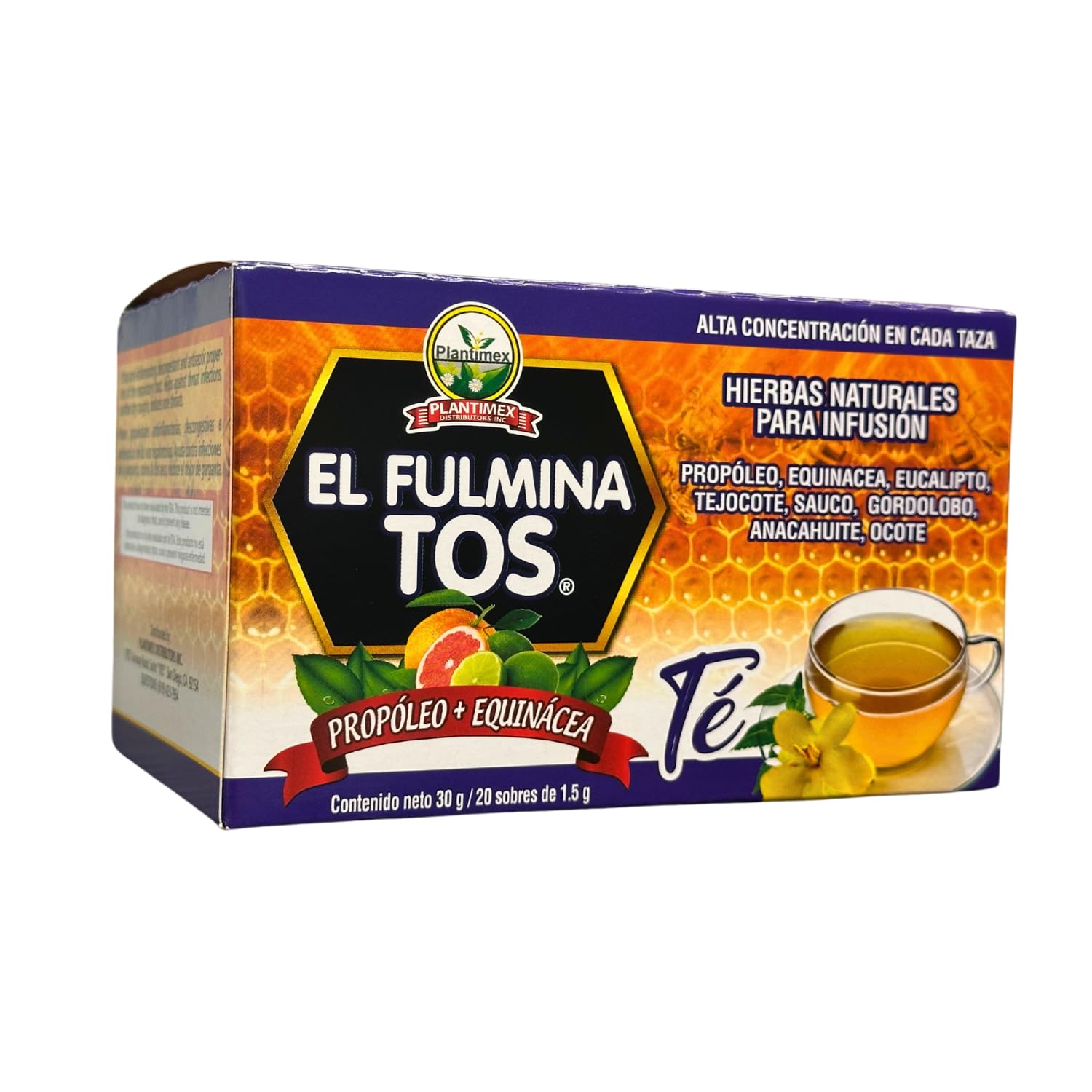 El Fulmina Cough Relief Tea with Propolis & Echinacea (30 Bags) - Herbal Immune Support for Cold & Flu Season - Perfect for Soothing Throat & Boosting Immunity