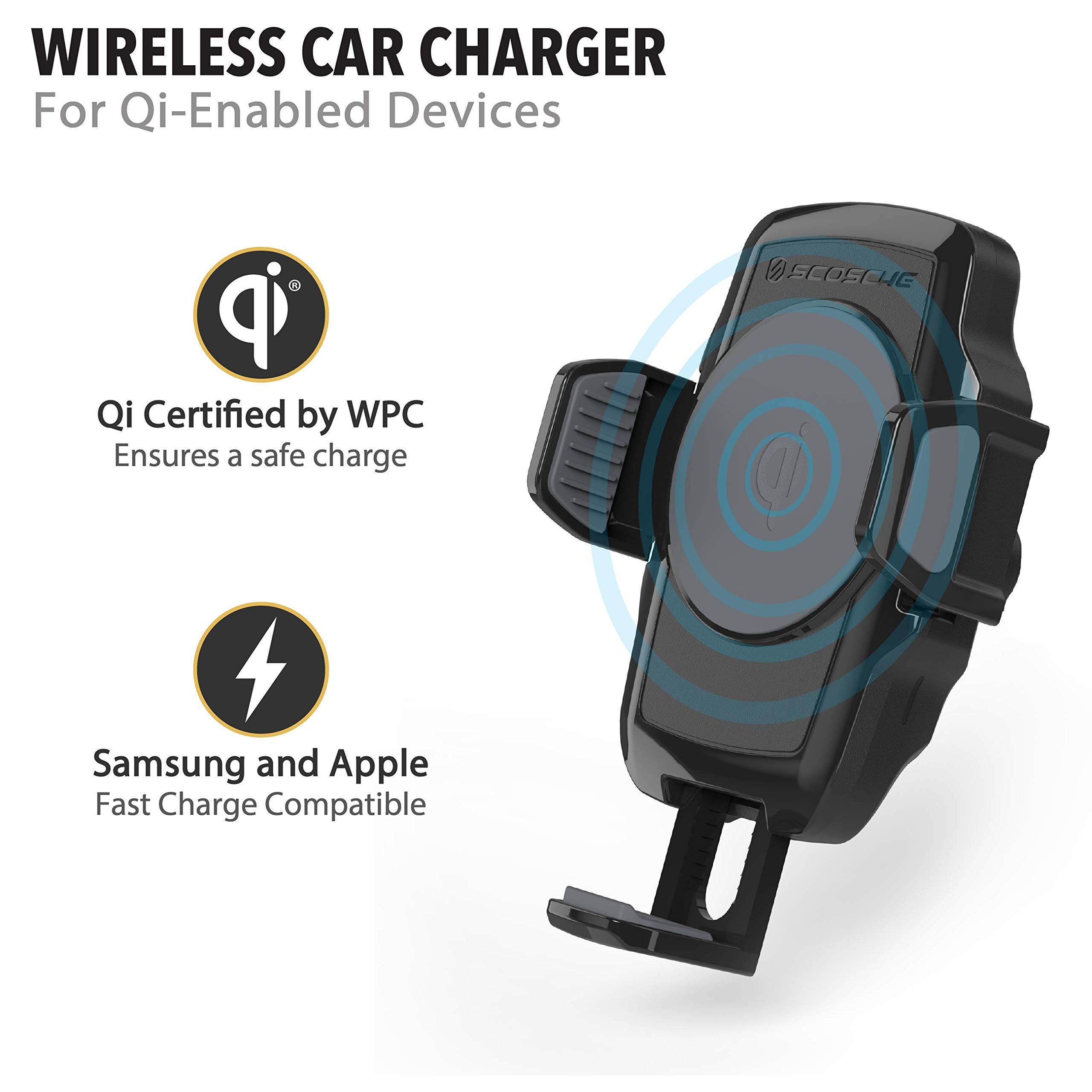Scosche VQ2M Car Phone Mount with Fast Charging - Universal Vehicle Air Vent Holder for iPhone, Samsung & Smartphones - Perfect for GPS Navigation & Hands-Free Driving