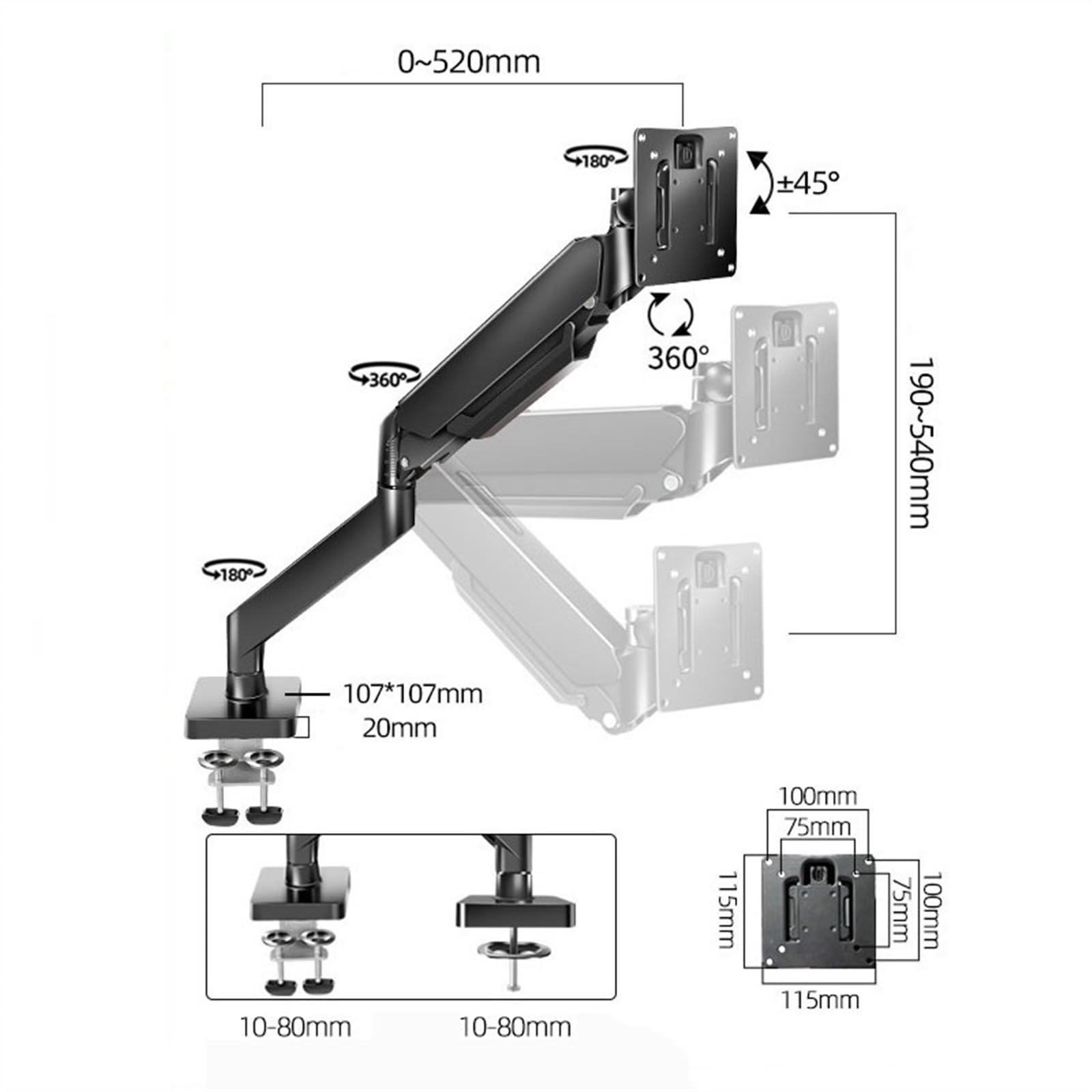 Heavy Duty Single Monitor Desk Mount - Fully Adjustable Ultrawide Monitor Arm for 17-49 Inch Screens up to 33lbs, VESA 75/100mm Compatible (Black) - Perfect for Home Office, Gaming Setup & Workspace Ergonomics