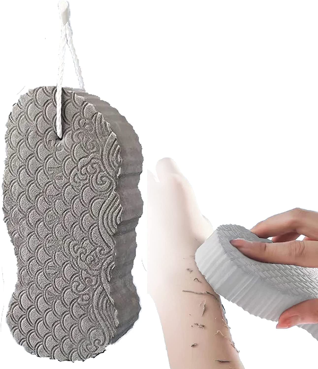 Ultra Soft Exfoliating Bath Sponge for Adults & Kids - Gentle Body Scrubber to Remove Dead Skin Cells - Perfect Shower Sponge for Sensitive Skin, Pregnancy Care & Daily Use (Grey)