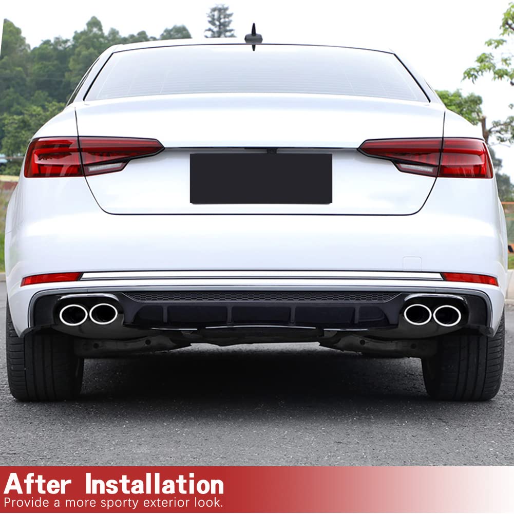 Audi A4 B9 Rear Diffuser (2017-2019) - Black PP Bumper Lip Spoiler for Sedan | Factory Direct | Enhances Aerodynamics & Sporty Look | Perfect for Car Enthusiasts & Performance Upgrades