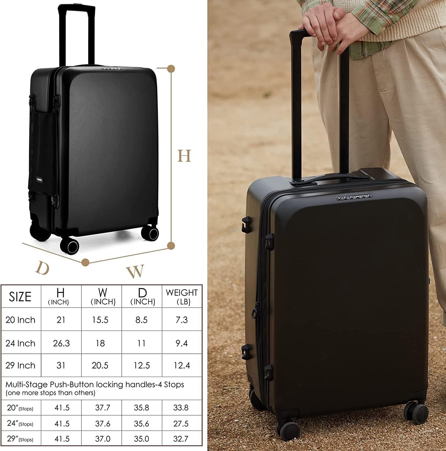 Vera Freeland 2-Piece Expandable Hardshell Luggage Set with X-Large Spinner Wheels - 20