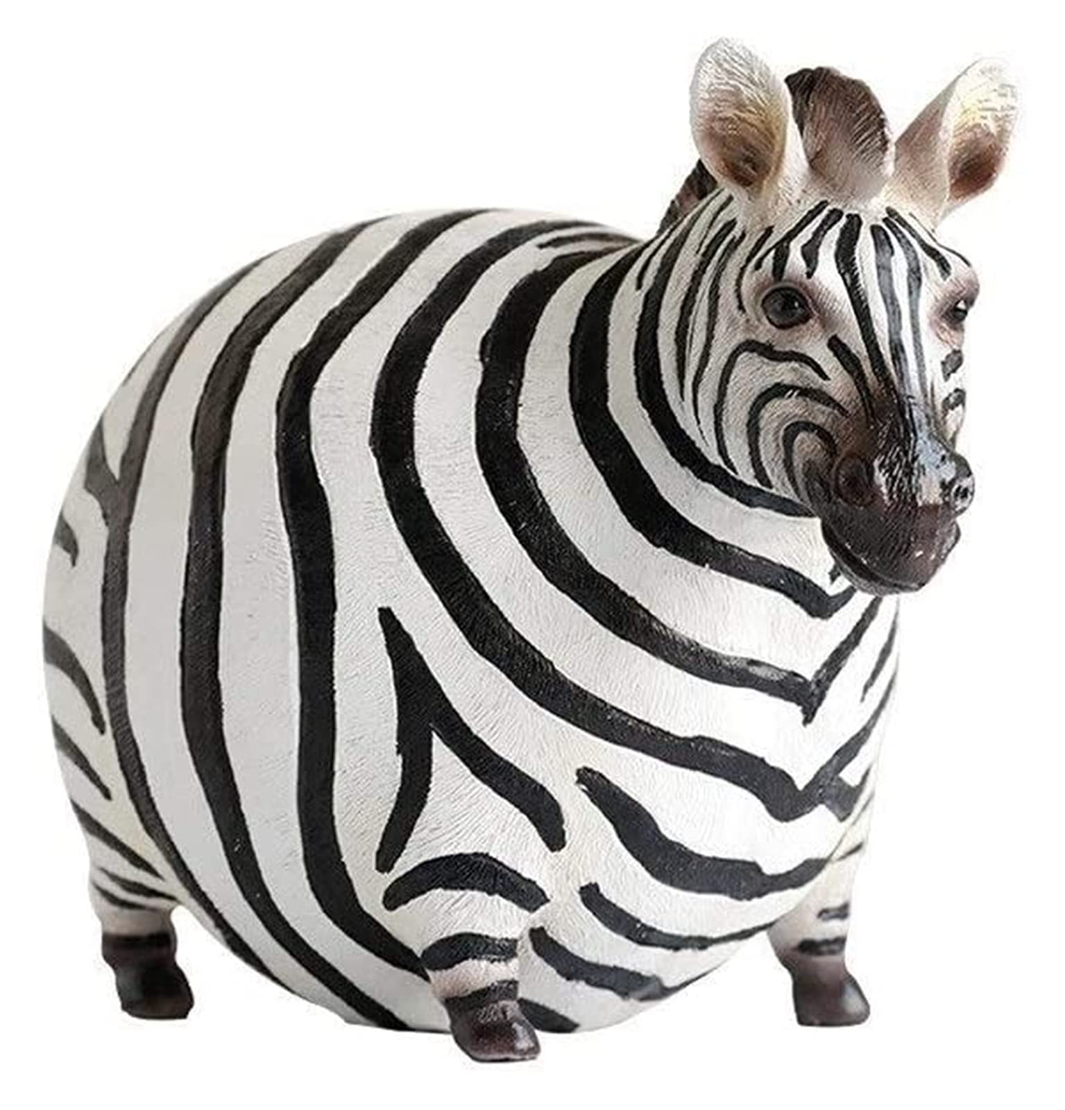 Fat Zebra Statue - Handcrafted Animal Sculpture for Home & Office Decor, Unique Desktop Figurine, Bookshelf Artwork, Perfect Gift for Zebra Lovers | Ideal for Living Room, Study & Workspace Decor