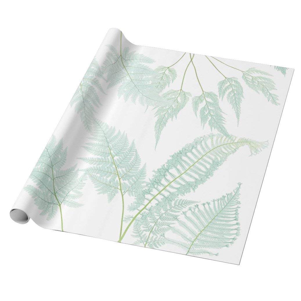 Sea Glass Fern Wrapping Paper Sheets - Aqua & Green Gift Wrap for Birthdays, Weddings & DIY Crafts | Eco-Friendly Decorative Paper for Handmade Gifts & Scrapbooking