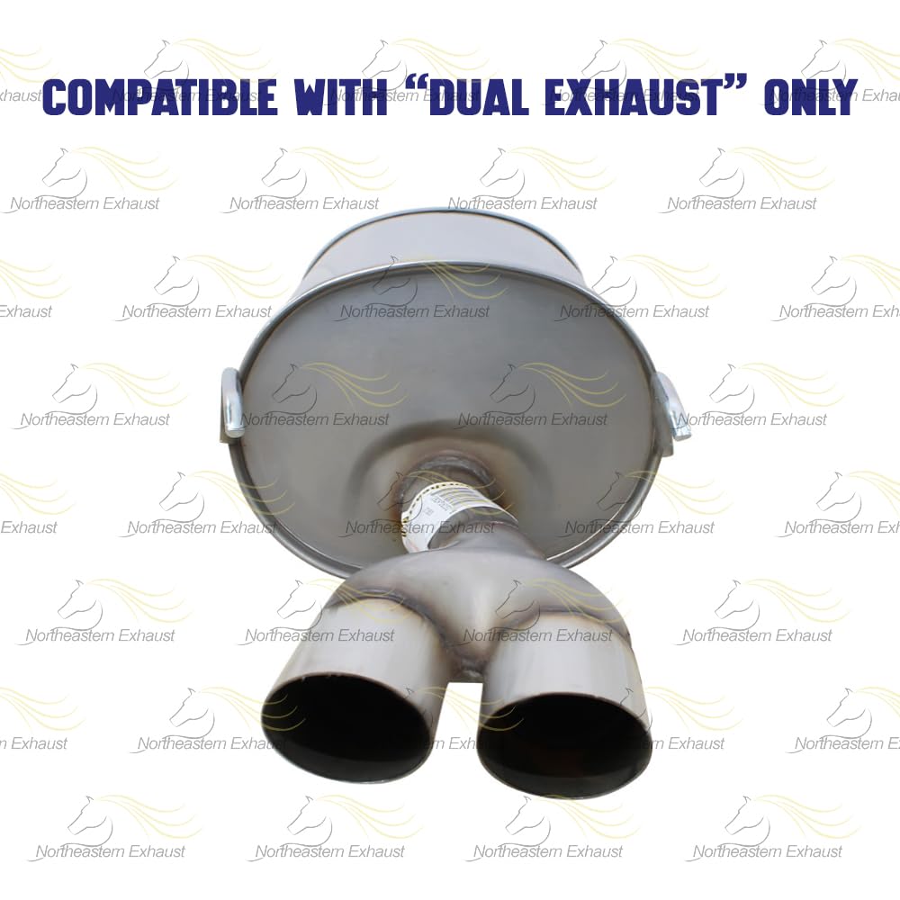 Stainless Steel Driver-Side Dual Tip Muffler for 2003-2008 Pontiac Grand Prix 3.8L - Direct Fit Replacement Exhaust System with Free Clamp - Perfect for Performance Upgrade & Car Restoration Projects