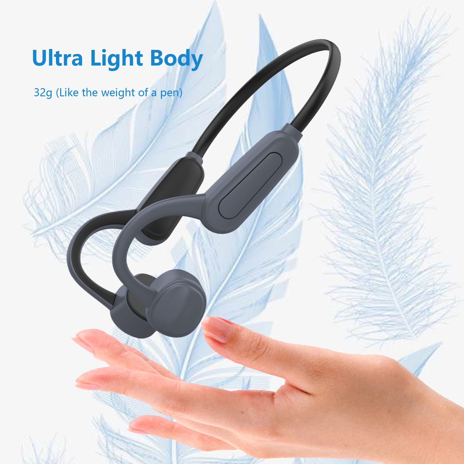 Wireless Bluetooth Bone Conduction Headphones - Open Ear Neckband Headset with IPX5 Waterproof for Running, Cycling, Gym Workouts - Perfect for Outdoor Sports & Active Lifestyle