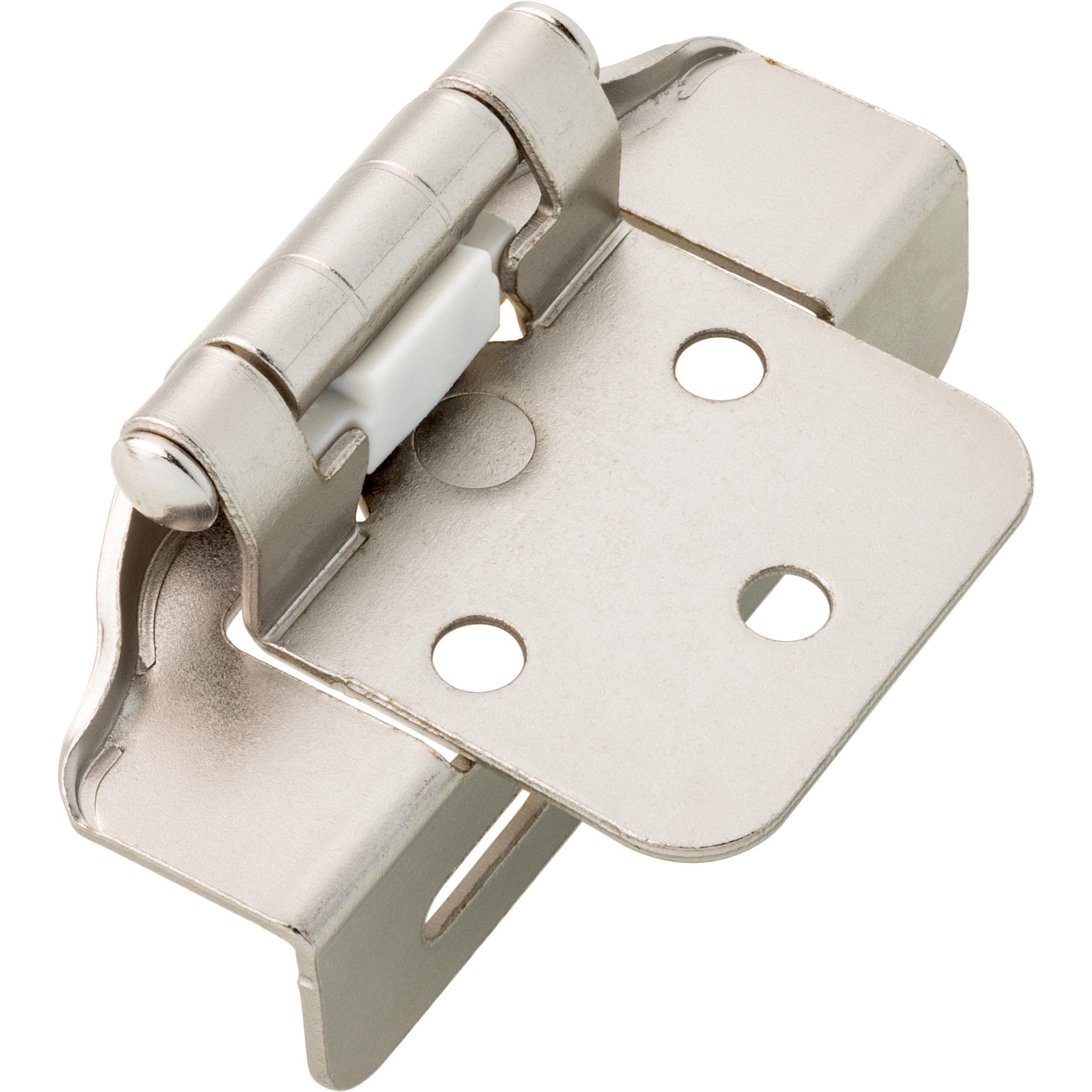 Franklin Brass 10-Pack Self-Closing Cabinet Hinges 1/2 Inch Semi-Wrap Overlay - Satin Nickel Finish H01915K-SN-B for Kitchen Cabinets, Cupboards & Furniture (Perfect for Smooth Door Closing & Space Saving)