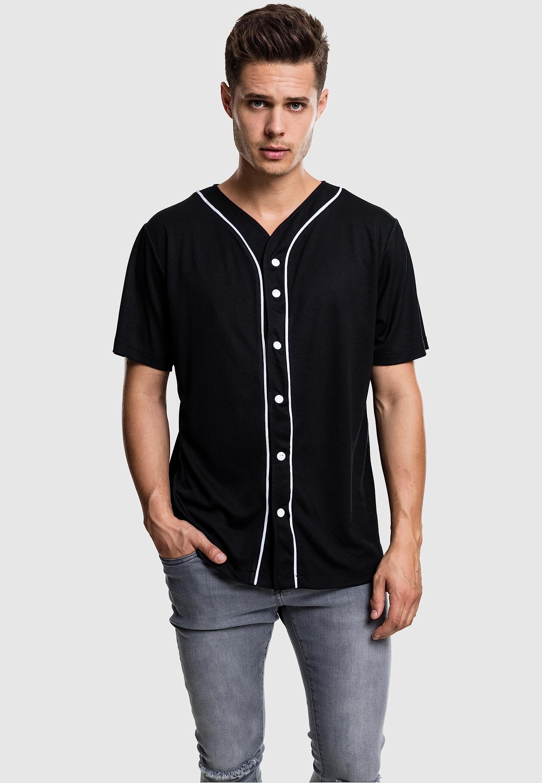 **Men's Baseball Mesh Jersey - Black & White - Breathable & Lightweight for Baseball Games, Training & Casual Wear**