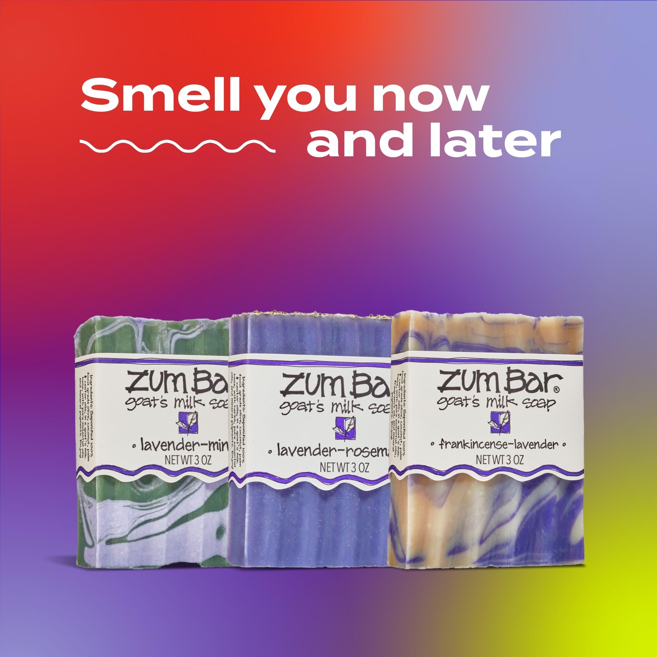 Indigo Wild Zum Bar Goat's Milk Soap - Lavender, Frankincense, Rosemary & Mint Scented - 3 oz (Pack of 3) | Natural Moisturizing Soap for Dry Skin, Relaxing Bath & Gift Sets