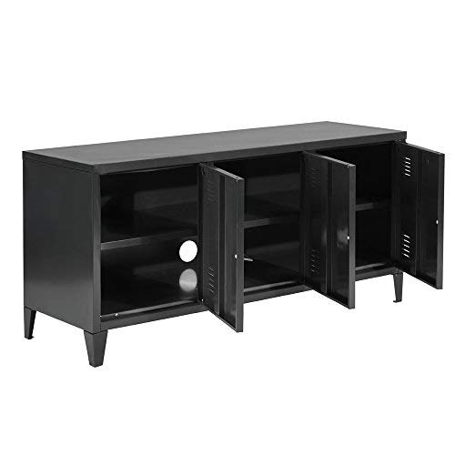 3-Door Metal Storage Cabinet with Removable Shelves - File Organizer for Home Office, Gym, Kids Room - Stackable Black Storage Unit for Toys, Books & Supplies - Perfect for Organization in Bedroom, Garage & Playroom